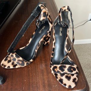 DVF real calf hair leopard heels